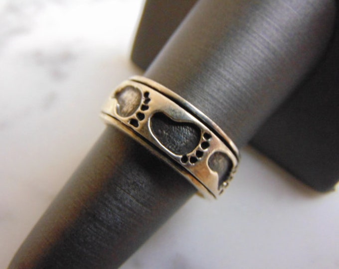 Vintage Estate Sterling Silver Bare Foot Spinner Meditation Ring 7.5g E3519