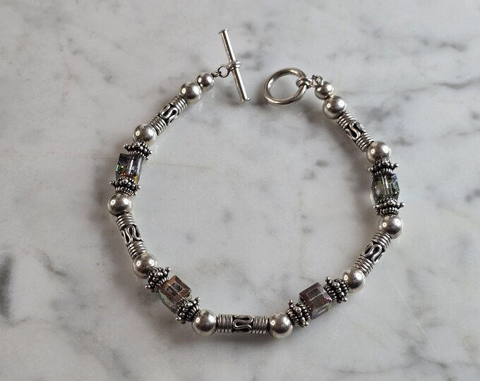 Womens Vintage Estate Sterling Silver Modernist Bracelet 16.2g E7210