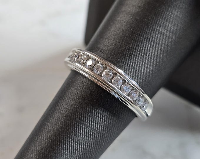 Womens Vintage Estate 14K White Gold Diamond Ring 3.9g #E4428