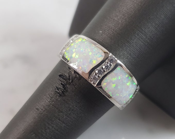 Womens Sterling Silver Modernist Opal Ring 5.4g E900