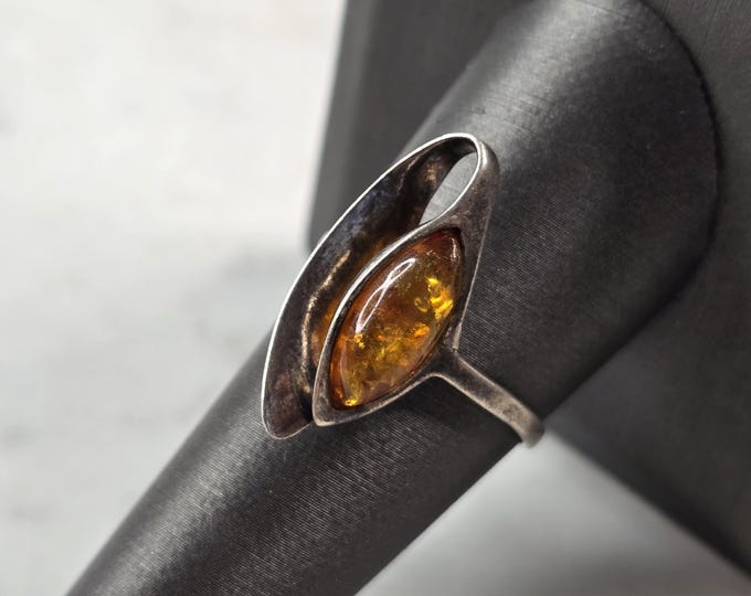 Womens Estate Sterling Silver Modernist Citrine Ring 2.8g #E4979