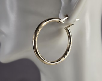 Pr of Womens Vintage Estate 14K Yellow Gold Hoop Earrings 3.0g E4856