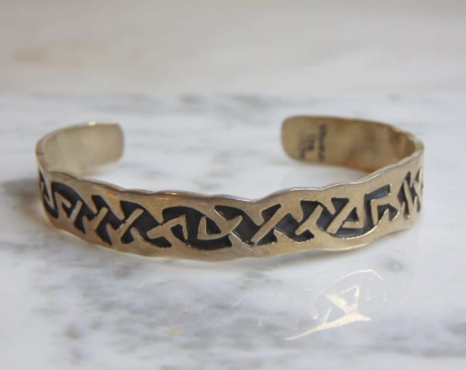 Womens Vintage Estate Sterling Silver Modernist Cuff Bracelet 23.8g E4922