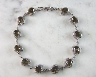 Womens Vintage Estate Sterling Silver Modernist Citrine Bracelet 15.4g E2692