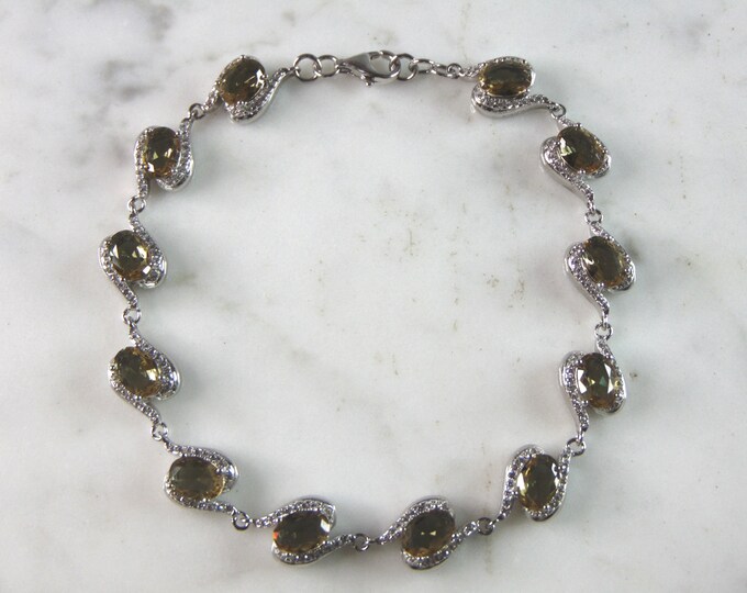 Womens Vintage Estate Sterling Silver Modernist Citrine Bracelet 15.4g E2692