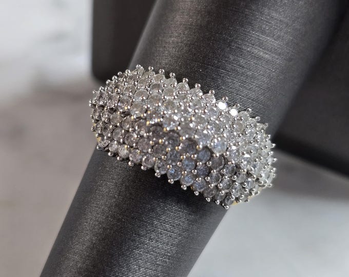 Womens Vintage Estate 10K Yellow Gold Diamond Cluster Ring 3.7g E2224