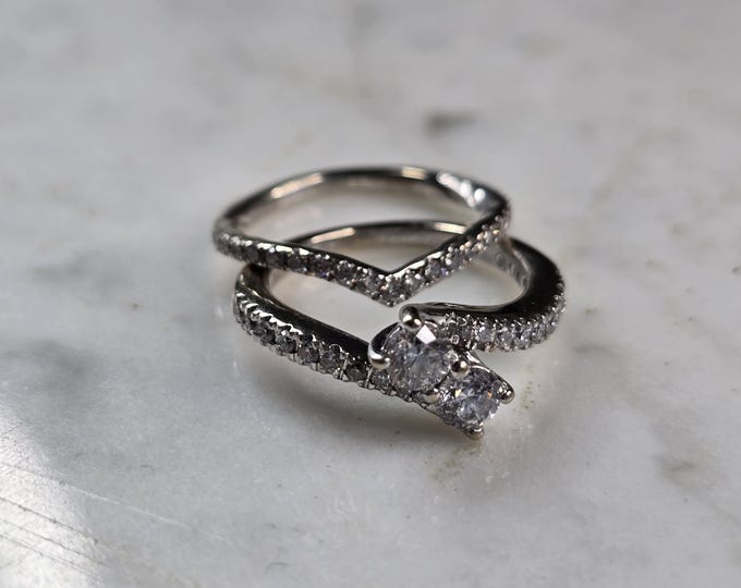 Womens Estate 14K White Gold Ever Us Diamond Engagement Ring Set, 5.5g E7414