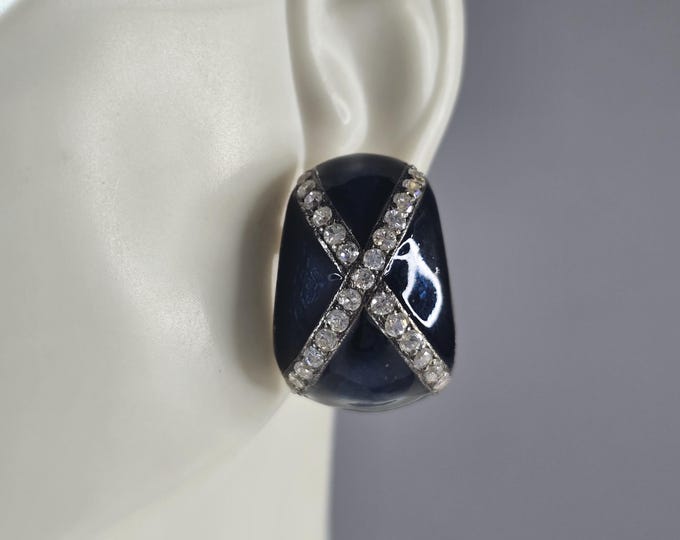 Womens Vintage Estate Sterling Silver Enamel Earrings 15.7g E4684
