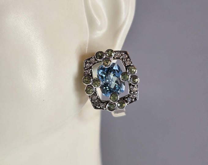 Womens Estate Sterling Silver Aquamarine Earrings 11.0g E1520