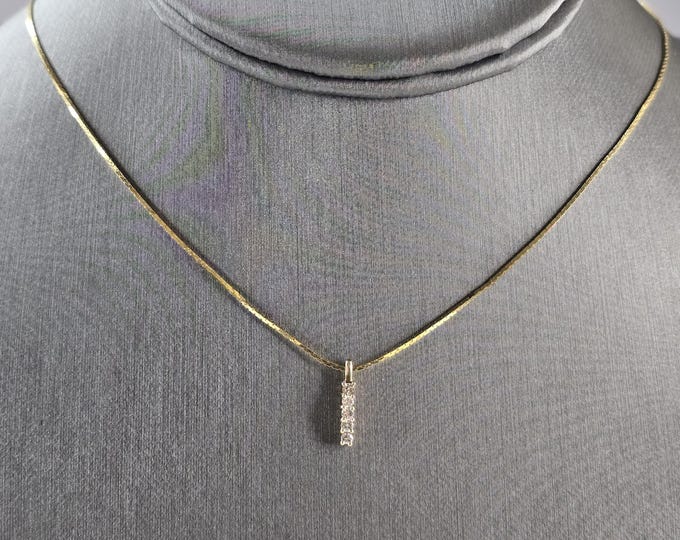 Womens Vintage Estate 14K Yellow Gold Diamond Pendant Necklace 3.2g E5530