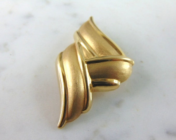 Womens Vintage Estate 14K Yellow Gold Modernist Brooch 5.2g E4035