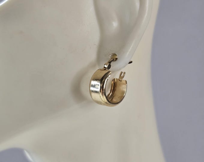 Pr Womens Vintage Estate 14K Yellow Gold Hoop Earrings, 1.5g E7207