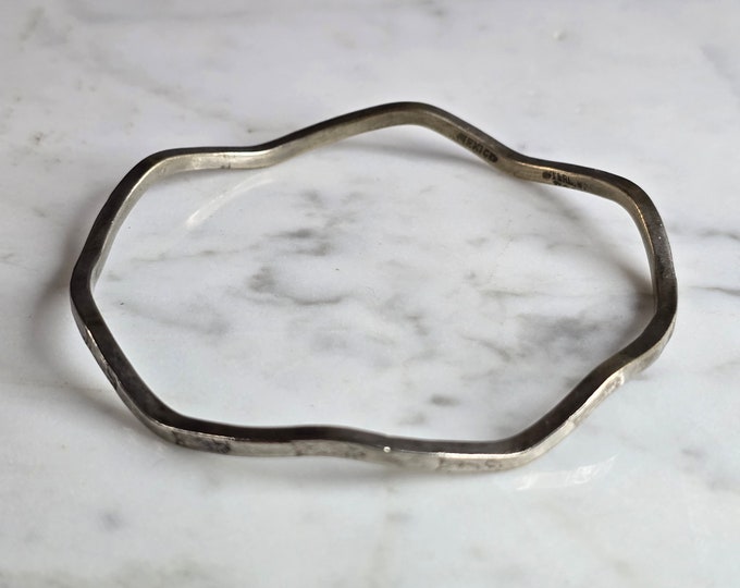 Womens Vintage Estate Sterling Silver Modernist Bangle Bracelet 12.1g E7481