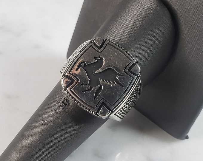 Mens Sterling Silver Pegasus Ring 9.6g E6409