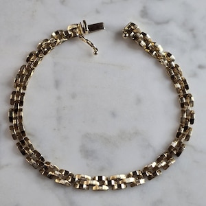 Womens Vintage Estate 14K Yellow Gold Italian Bracelet 8.3g E5214
