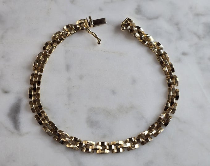 Womens Vintage Estate 14K Yellow Gold Italian Bracelet 8.3g E5214
