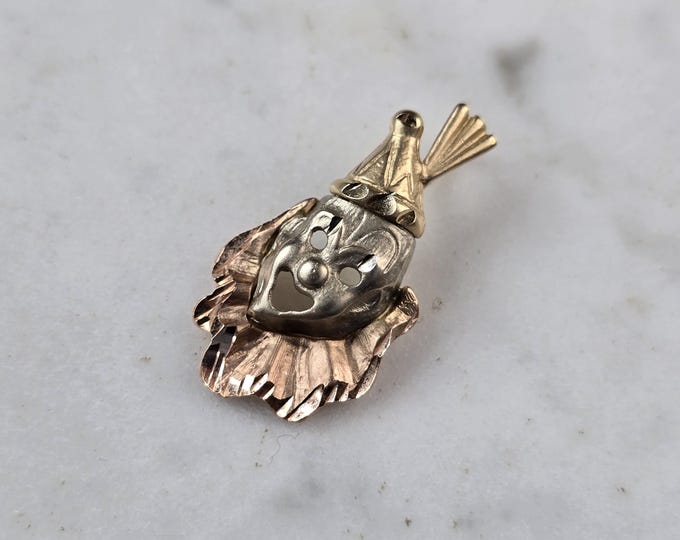 Womens Vintage Estate 14K Mixed Gold Michael Anthony Clown Pendant 2.0g E3343