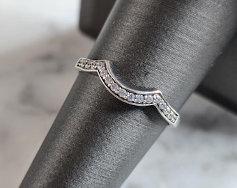 Womens Estate Sterling Silver CZ Spacer Ring 1.2g E7341