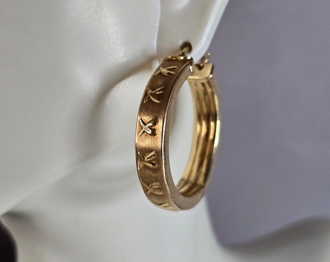 Womens Vintage Estate 14K Yellow Gold Hoop Earrings 6.3g E7334