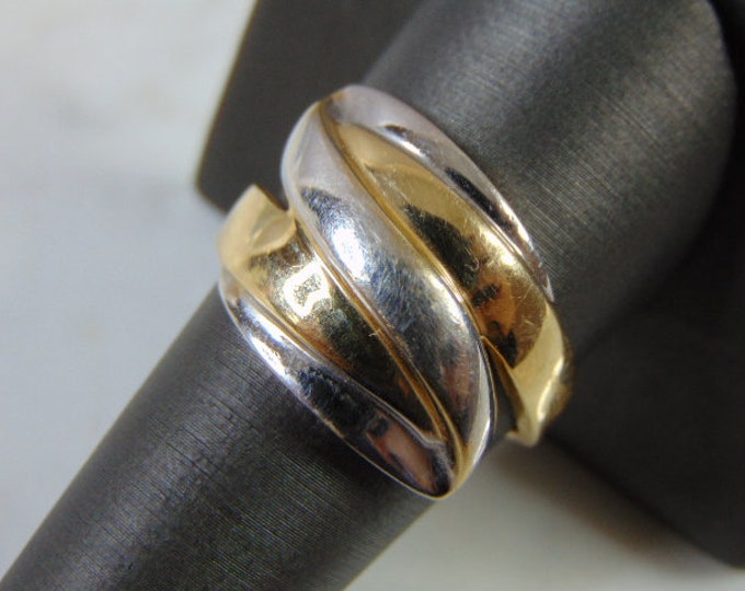Womens Vintage Estate 14K White and Yellow Gold Modernist Ring 6.5g E1385