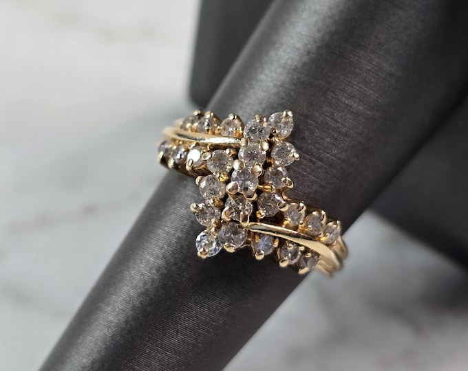 Womens Vintage Estate 14k Yellow Gold Diamond Ring 5.8g E1847