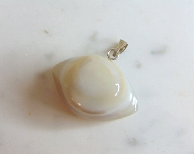 Womens Vintage Estate Sterling Silver Agate Pendant 9.5g E5466