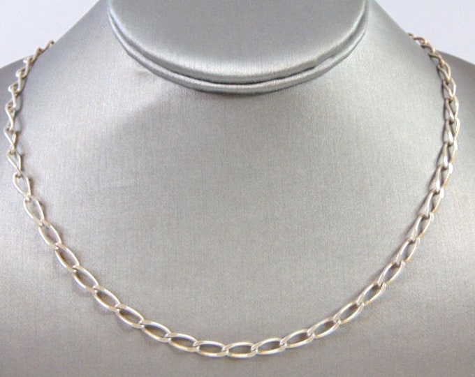 Womens Vintage Estate Sterling Silver Chain Necklace 19.9g E2786
