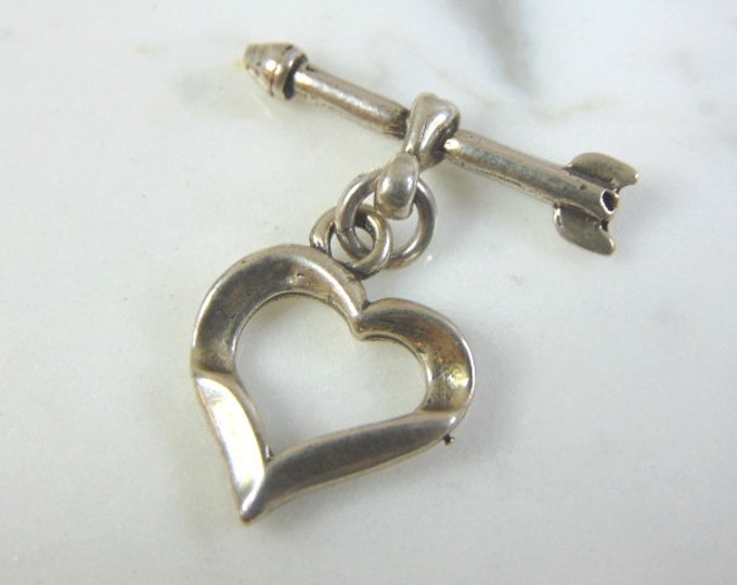 Vintage Estate Sterling Silver Heart Lapel T-Bar 4.5g E1421
