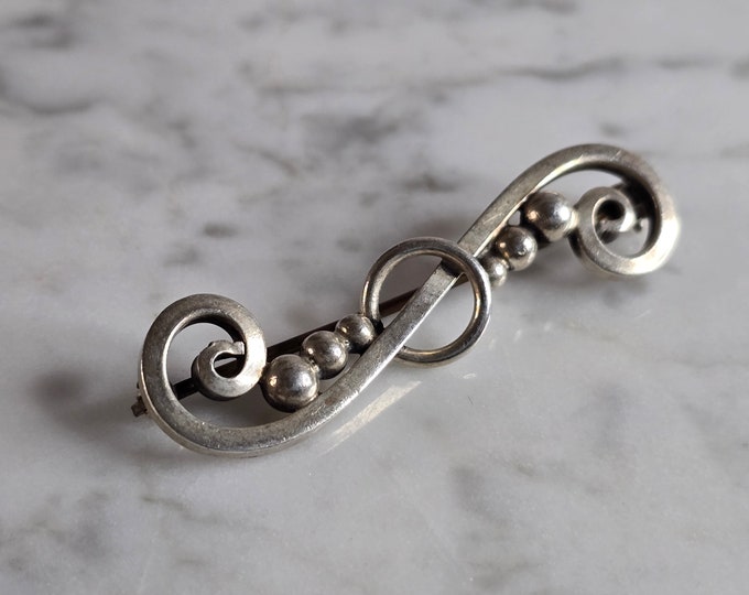Women's Vintage Estate Sterling Silver Modernist Brooch 7.2g E7233