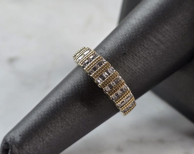 Womens Vintage Estate 10K Yellow Gold Modernist Diamond Ring 2.9g E5192