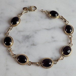Womens Vintage Estate 14k Gold CARLA Amethyst Bracelet 9.8g #E6928