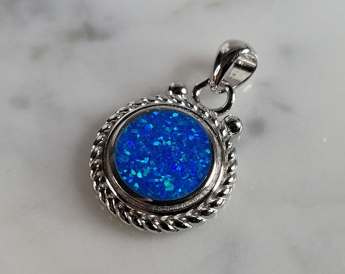 Womens Sterling Silver Modernist Blue Opal Pendant 4.9g E3728