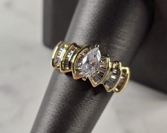 Womens Vintage Estate 14K Yellow Gold Diamond Engagement Ring 6.0g  #E6276