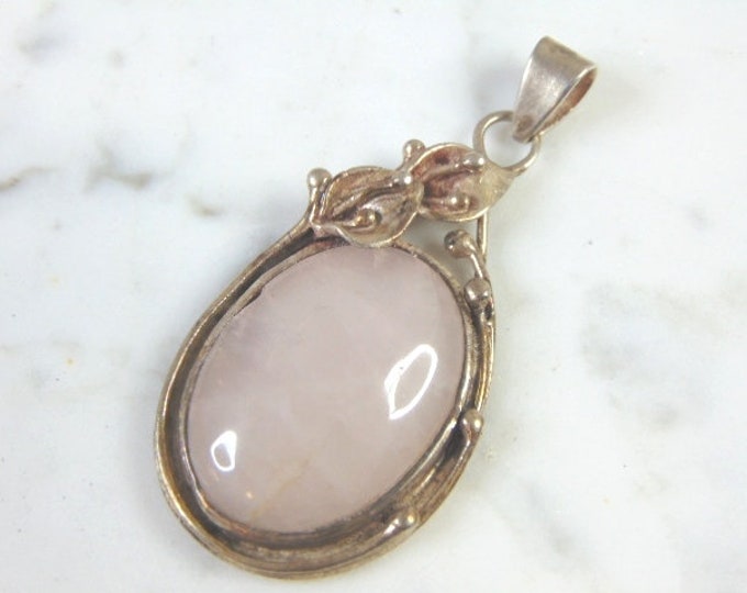 Womens Vintage Estate Sterling Silver Quartz Pendant 17.1g E2668