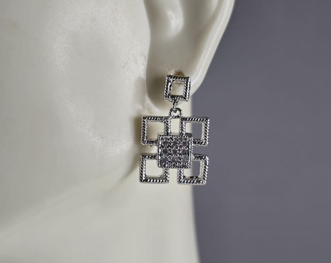 Womens Vintage Estate Sterling Silver CZ Earrings 4.4g E3687