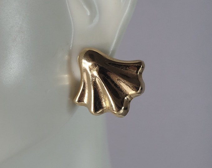 Pr Womens 14K Yellow Gold Modernist Stud Earrings 1.3g E6557