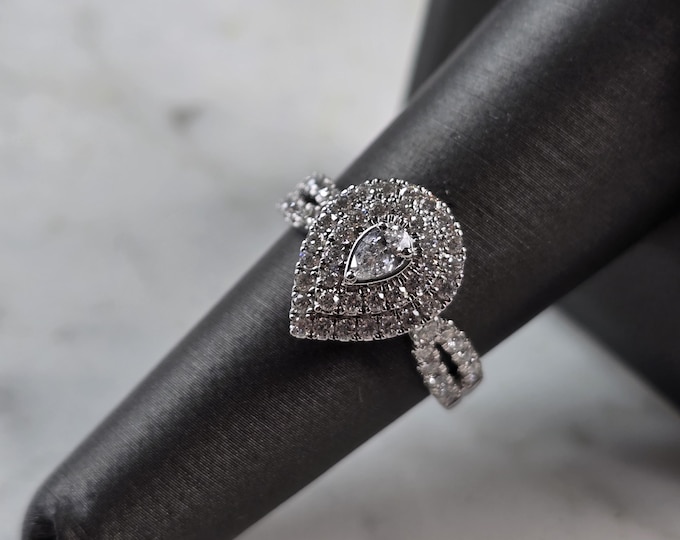 Womens Vintage Estate Sterling Silver Pear Shaped Diamond Ring 3.7g #E5791