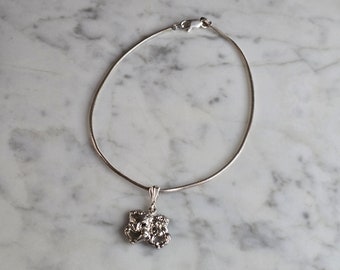 Womens Vintage Estate Sterling Silver Modernist Charm Anklet 5.9g E7529