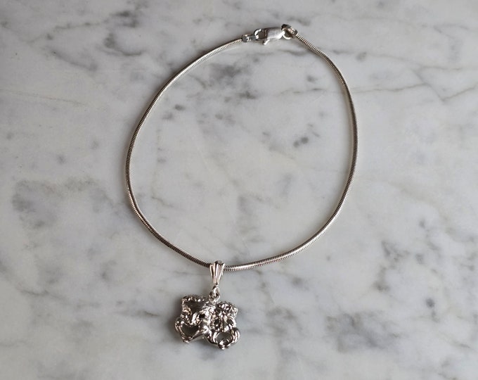 Womens Vintage Estate Sterling Silver Modernist Charm Anklet 5.9g E7529