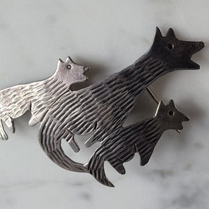 Dames Vintage Raymond Gasper Native Zuni Sterling zilveren Coyote broche 4,8g E6185