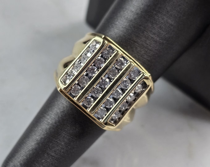 Mens Vintage Estate 14K Yellow Gold Diamond Ring 6.0g E3588
