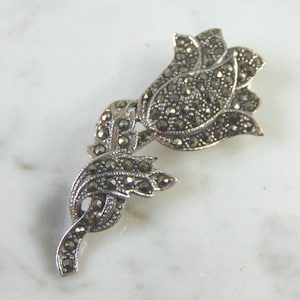 Womens Vintage Estate Sterling Silver Flower Brooch 6.1g E2698