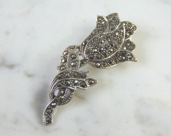 Womens Vintage Estate Sterling Silver Flower Brooch 6.1g E2698