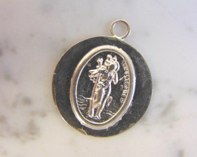 Vintage Estate Sterling Silver Religious St. Christopher Pendant 6.0g E4366