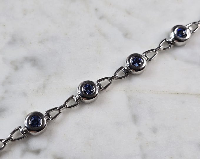 Womens Vintage Estate Sterling Silver Modernist Tanzanite Bracelet 12.2g #E2348