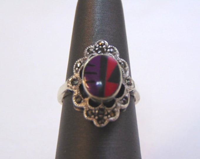 Womens Vintage Estate Sterling Silver Southwestern, Native American Zuni Ring 4.0g E1549