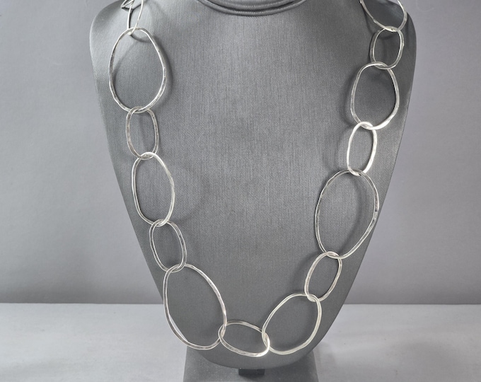 Womens Vintage Estate Sterling Silver Modernist Necklace 39.0g E6768