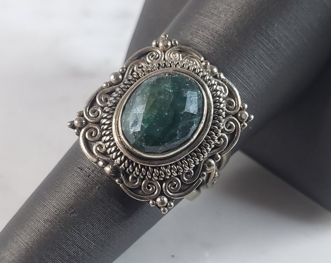 Womens Vintage Estate Sterling Silver Aventurine Ring 8.0g E6162