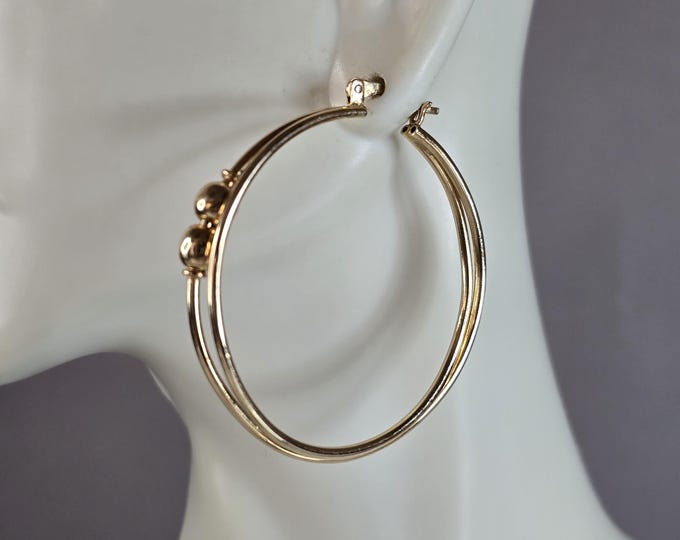 Pr Womens Vintage Estate 14K Yellow Gold Hoop Earrings 9.0g #E6483