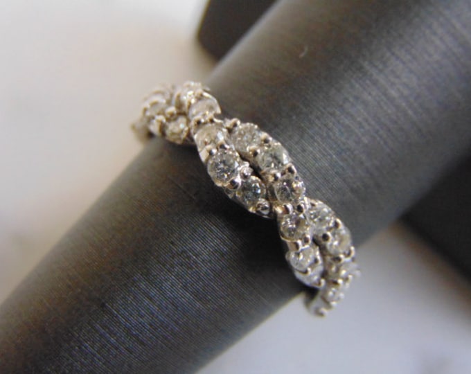 Women's 14K White Gold Diamond Braided Ring 3.9g E2145